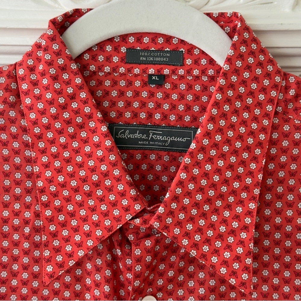 Authentic Vintage Salvatore Ferragamo 
Floral Print Cotton Button Front Shirt - Picture 3 of 11